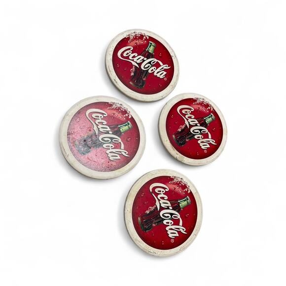 Coca Cola Stone with Cork Back Vintage Y2K Coasters set of 4 - Picture 2 of 4